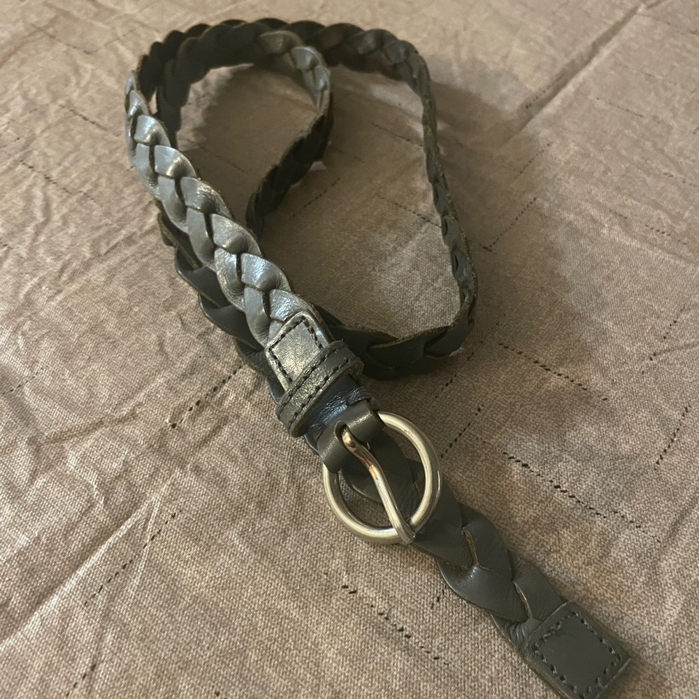 SALE! Braided Leather Belt - Gray